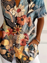 Chemises Décontracté Floral Été Polyester Imprimé Micro-élasticité Quotidien Manches Courtes Régulier pour Femmes