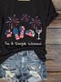 T-shirts Femmes Décontracté Été Le jour de l'indépendance (Drapeau) Polyester Quotidien Manches Courtes Régulier Trapèze Régulier