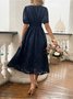 Femmes Floral Bleu Marine Col V Confortable Robe Maxi Sexy