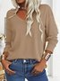 Blouses Femmes Décontracté Plain Printemps / Automne Coton Col V Quotidien Meilleure vente Manches Longues Droit
