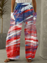 Pantalons Décontracté Printemps / Automne Drapeau des États-Unis Micro-élasticité Quotidien Coupe Régulière Long Droit Régulier pour Femmes