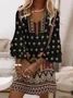 Femmes Ethnique Comme Image Col V Confortable Robe Mi-Longue Boho
