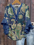 Blouses Vacances Motif Cachemire Été Coton Col V Coupe Régulière Demi Manche Régulier Trapèze pour Femmes