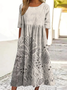 Femmes Floral Comme Image Col Rond Confortable Robe Maxi Décontracté
