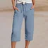 Pantalons Femmes Décontracté Plain Été Naturel Quotidien Coupe Régulière Corsaire Plage Shorts Régulier