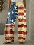 Pantalons Femmes Décontracté Printemps / Automne Drapeau des États-Unis Naturel Micro-élasticité Quotidien Coupe Régulière Pantalon droit Long