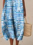 Femmes Mer bleue Col Rond Confortable Robe Maxi Décontracté