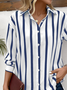 Chemises Rayé Rétro Printemps / Automne Polyester Quotidien Manches Longues Régulier Col de Chemise T.-N.-L. pour Femmes