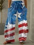 Pantalons Décontracté Printemps / Automne Drapeau des États-Unis Coton Micro-élasticité Coupe Régulière Pantalon droit Long Régulier pour Femmes
