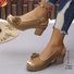 Sandales Décontracté Plain Été Quotidien Cuir Talon de Bloc Toit ouvert Sandales Antidérapantes Boucle Réglable pour Femmes