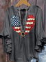 Blouses Simple Été Drapeau des États-Unis Coton Domestique Coupe Régulière Demi Manche Régulier Régulier pour Femmes