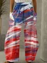 Pantalons Décontracté Printemps / Automne Drapeau des États-Unis Micro-élasticité Quotidien Coupe Régulière Long Droit Régulier pour Femmes