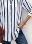 Chemises Rayé Rétro Printemps / Automne Polyester Quotidien Manches Longues Régulier Col de Chemise T.-N.-L. pour Femmes