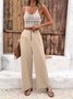 Pantalons Décontracté Plain Printemps / Automne Coton Naturel Micro-élasticité Coupe Régulière Pantalon droit Long pour Femmes