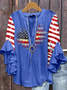 Blouses Boho Été Le jour de l'indépendance (Drapeau) Coton Col V Domestique Coupe Régulière Demi Manche Régulier pour Femmes