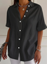 Chemises Femmes Décontracté Plain Été Polyester Micro-élasticité Manches Courtes Régulier Droit Col de Chemise