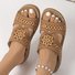 Sandales Femme Décontracté Plain Été Cuir Talon Bas à Bout Ouvert Cuir synthétique Sandales Antidérapantes Caoutchouc