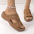 Sandales Femme Décontracté Plain Été Cuir Talon Bas à Bout Ouvert Cuir synthétique Sandales Antidérapantes Caoutchouc