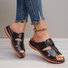 Sandales Femme Décontracté Plain Été Quotidien Cuir à Talon Plat Sandales Antidérapantes Caoutchouc à Enfiler