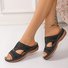 Sandales Femme Décontracté Plain Été Cuir Talon Bas à Bout Ouvert Cuir synthétique Sandales Antidérapantes Caoutchouc