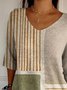 T-shirts Femmes Géométrique Rétro Printemps / Automne Micro-élasticité Vacances Coupe Régulière Manches Longues Régulier Régulier