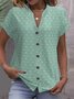 T-shirts Plain Élégant Été Boucle Micro-élasticité Coupe Régulière Manches Courtes Droit Régulier pour Femmes