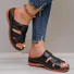 Sandales Femme Décontracté Plain Été Quotidien Cuir à Talon Plat Sandales Antidérapantes Caoutchouc à Enfiler