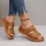 Sandales Femme Décontracté Plain Été Quotidien Cuir à Talon Plat Sandales Antidérapantes Caoutchouc à Enfiler