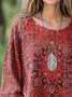 Chemises Décontracté Ethnique Printemps / Automne Coton Micro-élasticité Coupe Régulière Manches Longues Régulier Trapèze pour Femmes