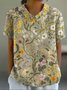 T-shirts Géométrique Urbain Été Imprimé Col Montant Micro-élasticité Domestique Régulier Droit pour Femmes