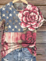 T-shirts Décontracté Floral Été Coton Micro-élasticité Manches Courtes Col Rond Régulier Régulier pour Femmes