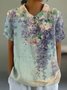 T-shirts Géométrique Urbain Été Imprimé Col Montant Micro-élasticité Domestique Régulier Droit pour Femmes