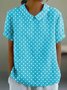 T-shirts Géométrique Urbain Été Imprimé Col Montant Micro-élasticité Domestique Régulier Droit pour Femmes