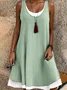 Femmes Plain Bleu Col Rond Confortable Robe Mi-Longue Décontracté
