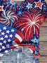T-shirts Femmes Décontracté Été Drapeau des États-Unis Col V Micro-élasticité Quotidien Coupe Régulière Régulier Trapèze
