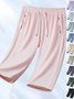 Shorts Simple Plain Été Naturel à Haute Élasticité Absorber l'Humidité et Évacuer la Sueur Sportif & Intérieur Coupe Régulière Corsaire pour Femmes