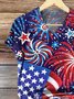 T-shirts Femmes Décontracté Été Drapeau des États-Unis Col V Micro-élasticité Quotidien Coupe Régulière Régulier Trapèze