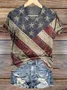 Chemises Décontracté Printemps / Automne Drapeau des États-Unis Micro-élasticité Quotidien Coupe Régulière Régulier Trapèze Régulier pour Femmes