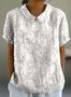 T-shirts Géométrique Urbain Été Imprimé Col Montant Micro-élasticité Domestique Régulier Droit pour Femmes