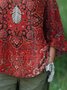 Chemises Décontracté Ethnique Printemps / Automne Coton Micro-élasticité Coupe Régulière Manches Longues Régulier Trapèze pour Femmes