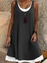 Femmes Plain Bleu Col Rond Confortable Robe Mi-Longue Décontracté