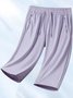 Shorts Simple Plain Été Naturel à Haute Élasticité Absorber l'Humidité et Évacuer la Sueur Sportif & Intérieur Coupe Régulière Corsaire pour Femmes