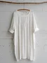 Femmes Plain Blanc Col Rond Confortable Robe Mi-Longue Décontracté