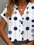Chemises Pois Polka Décontracté Été Polyester Quotidien Coupe Régulière Manches Courtes Régulier Droit pour Femmes