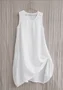 Femmes Plain Blanc Col Rond Confortable Mini Robe Décontracté