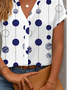 Chemises Pois Polka Décontracté Été Polyester Quotidien Coupe Régulière Manches Courtes Régulier Droit pour Femmes