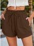 Shorts Femmes Simple Plain Été Quotidien Couture de poche Pantalon droit Shorts Droit Régulier