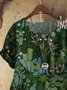 Blouses Simple Plantes Été Coton Micro-élasticité Domestique Coupe Régulière Manches Courtes Régulier pour Femmes