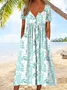 Femmes Géométrique Vert Col mi-ouvert Confortable Robe Maxi Rétro