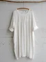 Femmes Plain Blanc Col Rond Confortable Robe Mi-Longue Décontracté